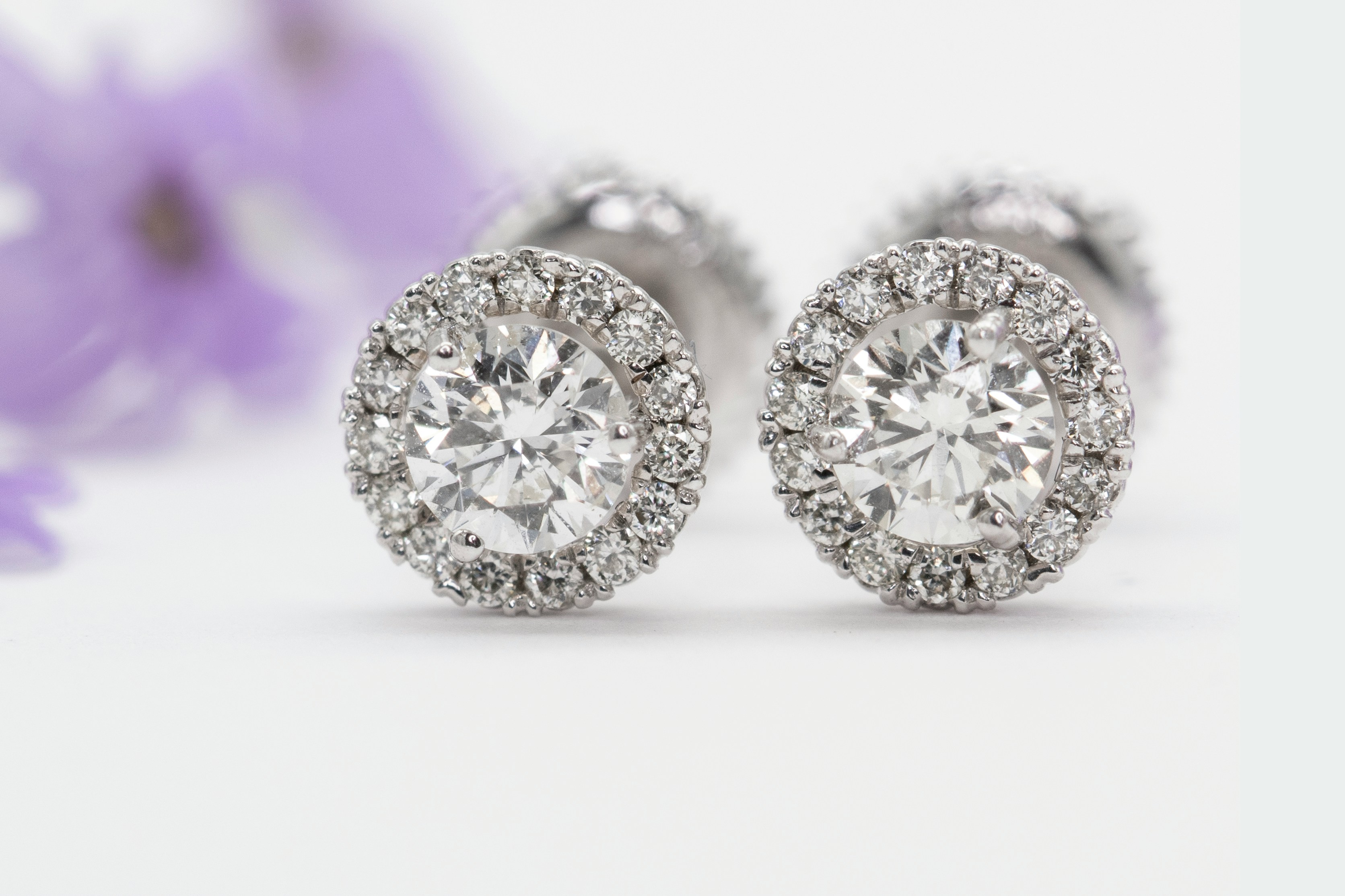 Solitaire Diamond Halo Studs